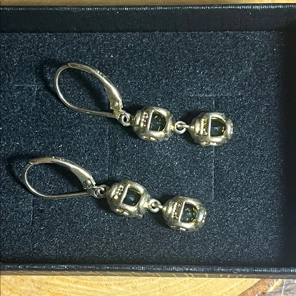 Gold Peridot Drop Earrings - Picture 4 of 5